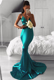 V-neck Mermaid Spaghetti Straps Evening Gown Sleeveless Long Formal Dress BA7761