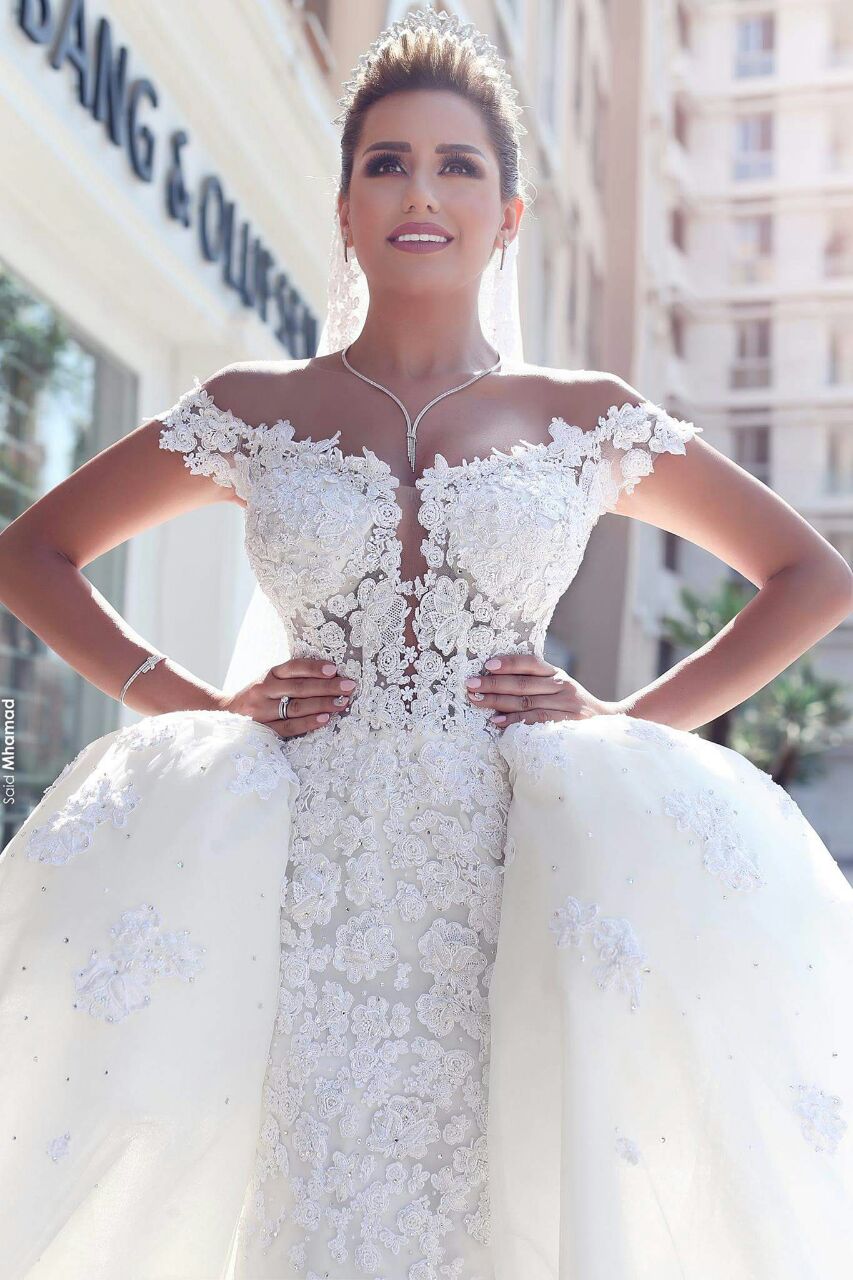 V-Neck Off Shoulder Wedding Dresses Lace Ball Gown Bridal Gowns BA3538 | Suzhoufashion