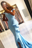V-neck Ruffles Off-the-shoulder Mermaid Prom Dress