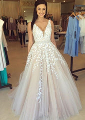 V-neck Straps Long Evening Dresses Lace Tulle Prom Dress with Beading Belt CE0208