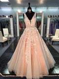 V-neck Straps Long Evening Dresses Lace Tulle Prom Dress with Beading Belt CE0208
