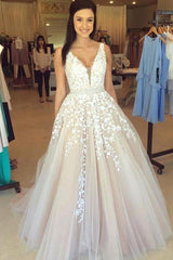 V-neck Straps Long Evening Dresses Lace Tulle Prom Dress with Beading Belt CE0208