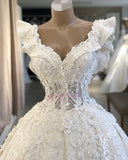 V-neck Wonderful Appliques Ball-Gown Wedding Dresses