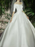 Vintage Ball Gown Wedding Dresses Off Shoulder Lace Tulle Half Sleeve Elegant Plus Size Bridal Gowns with Sweep Train