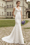Vintage Lace Sheath Appliques Bridal Dress Court Train V Neck Wedding Dress VK0044