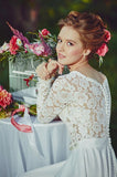 Vintage Long Sleeve White Lace Bridal Gown V-Neck Long Sweep Train Plus Size Wedding Dress