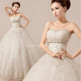 Wedding Dresses Sweetheart Sleeveless Crystal Sequins Ball Gown Floor Length Appliques Lace-up Bridal Gowns