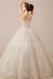 Wedding Dresses Sweetheart Sleeveless Crystal Sequins Ball Gown Floor Length Appliques Lace-up Bridal Gowns