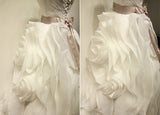 White Ball Gown Crystal Wedding Dresses Tulle Tiered Sash Bridal Dresses