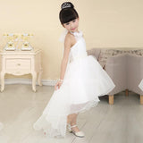 White Flower Girl Dresses Halter Bow Hi Lo Ruched Lovely A Line Organza Pageant Dress