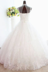 White High Collar Popular Bridal Dresses Lace Sexy Lace-Up Popular Ball Gowns Bridal Dresses