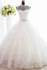 White High Collar Popular Bridal Dresses Lace Sexy Lace-Up Popular Ball Gowns Bridal Dresses