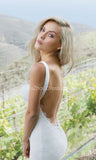 White Lace Summer Wedding Dresses Mermaid Open Back Sleeveless Simple Bridal Dresses BA4889