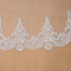 White Long Bridal Veil with Lace