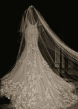 White Panel Train Spaghetti Strap Wedding Dresses Elegant Backless Lace Bridal Gowns