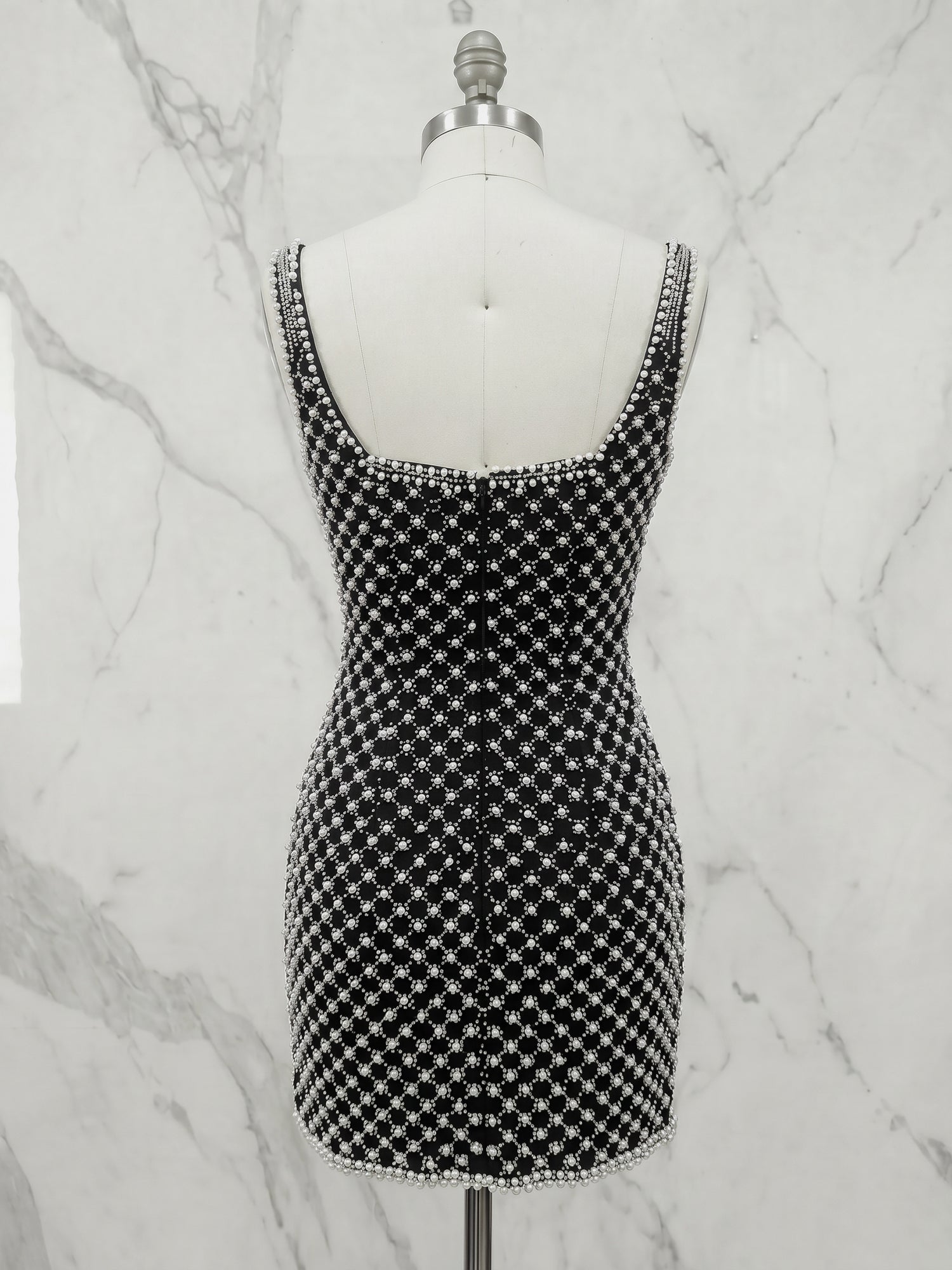 White Pearl Lattice Short Homecoming Dress with Satin Bow