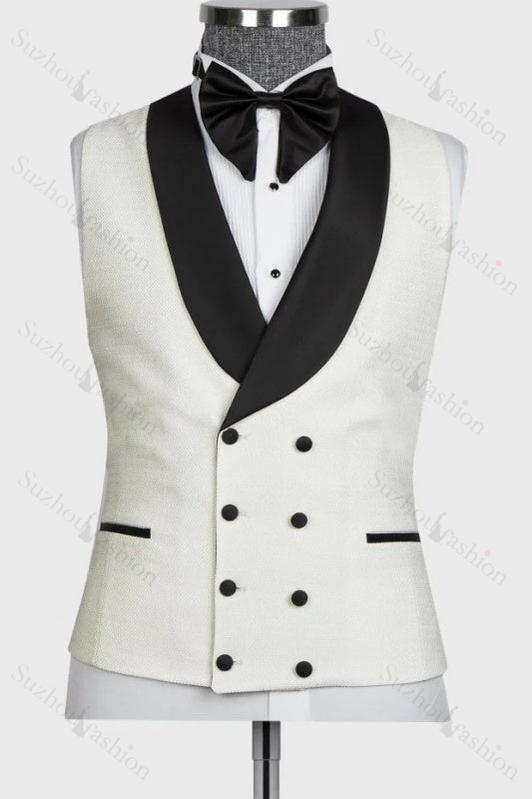 White Shawl Lapel 3 Piece Men's Wedding Suit