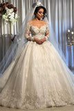 White Sheer Tulle Ball Gown Wedding Dresses | Exquisite Appliques Bridal Gowns
