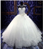 White Sweetheart Charming Organza Wedding Gowns Ball Gown Sleeveless Tiered Sash Bridal Dresses