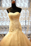 White Sweetheart Mermaid Wedding Dresses Applique Lace-Up Sexy Bridal Gowns