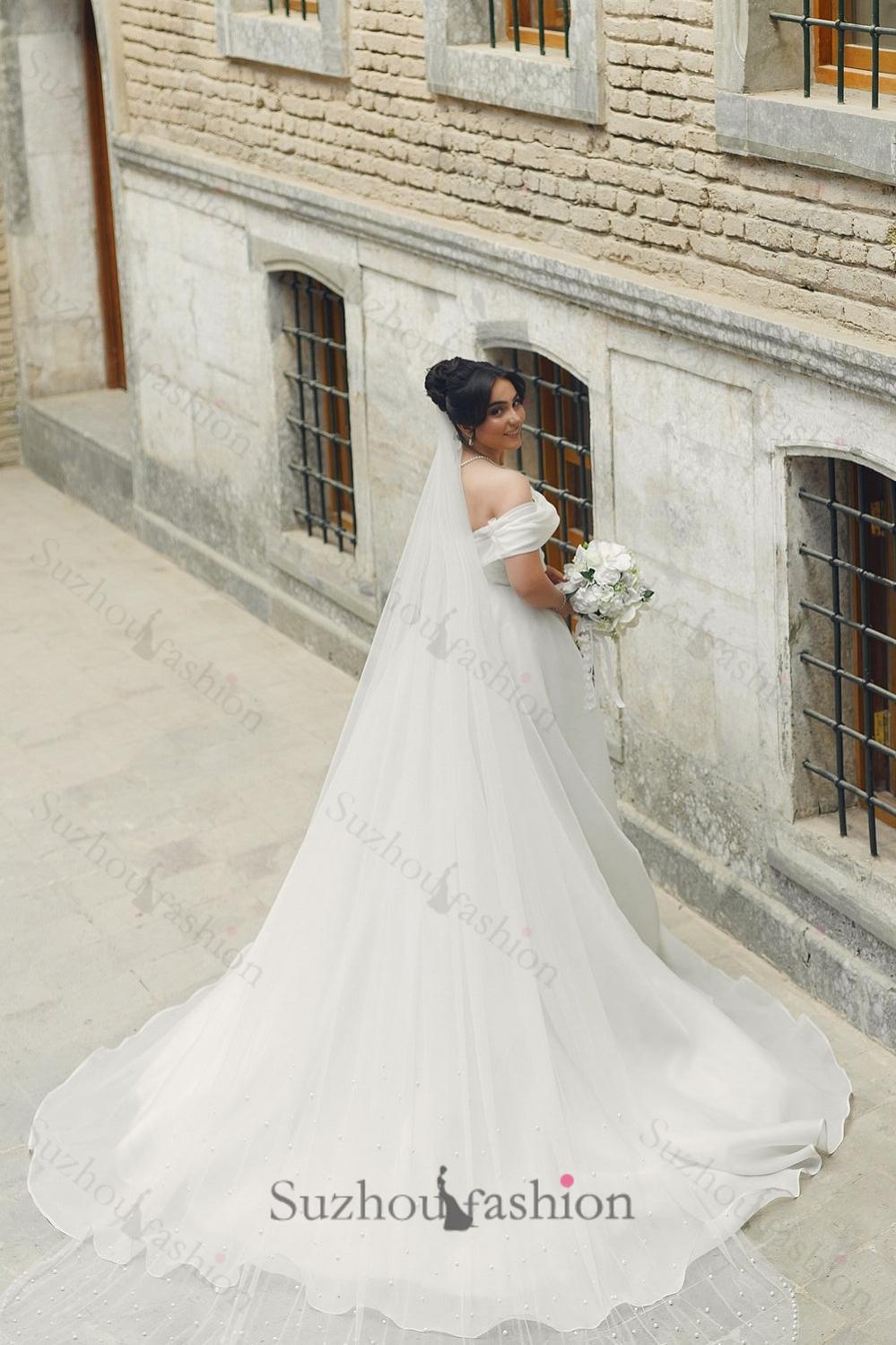 White Wedding Dress A Line Strapless Off The Shoulder Sleeveless Long Chiffon Bridal Gown With Ruffles White Wedding Dress A Line Strapless Off The Shoulder Sleeveless Long Chiffon Bridal Gown With Ruffles