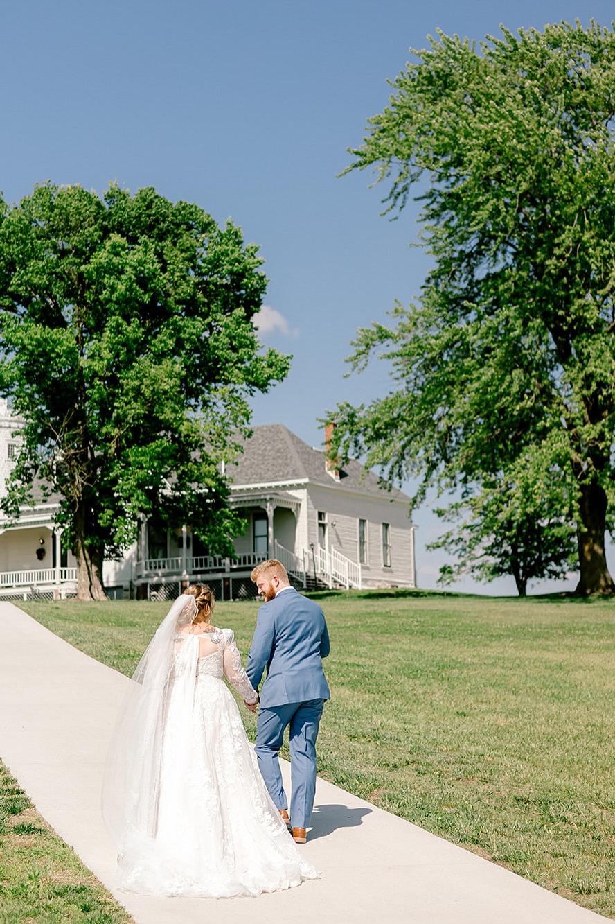 White Wedding Dress A Line V Neck Long Sleeves Lace Chapel Train Bridal Gown With Appliques