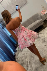 Suzhoufashion Flower A-Line Tiered Tulle Sweetheart Short Homecoming Dress