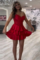 Yellow A Line Homecoming Dresses Satin Short Corset Cocktail Dresses With Lace