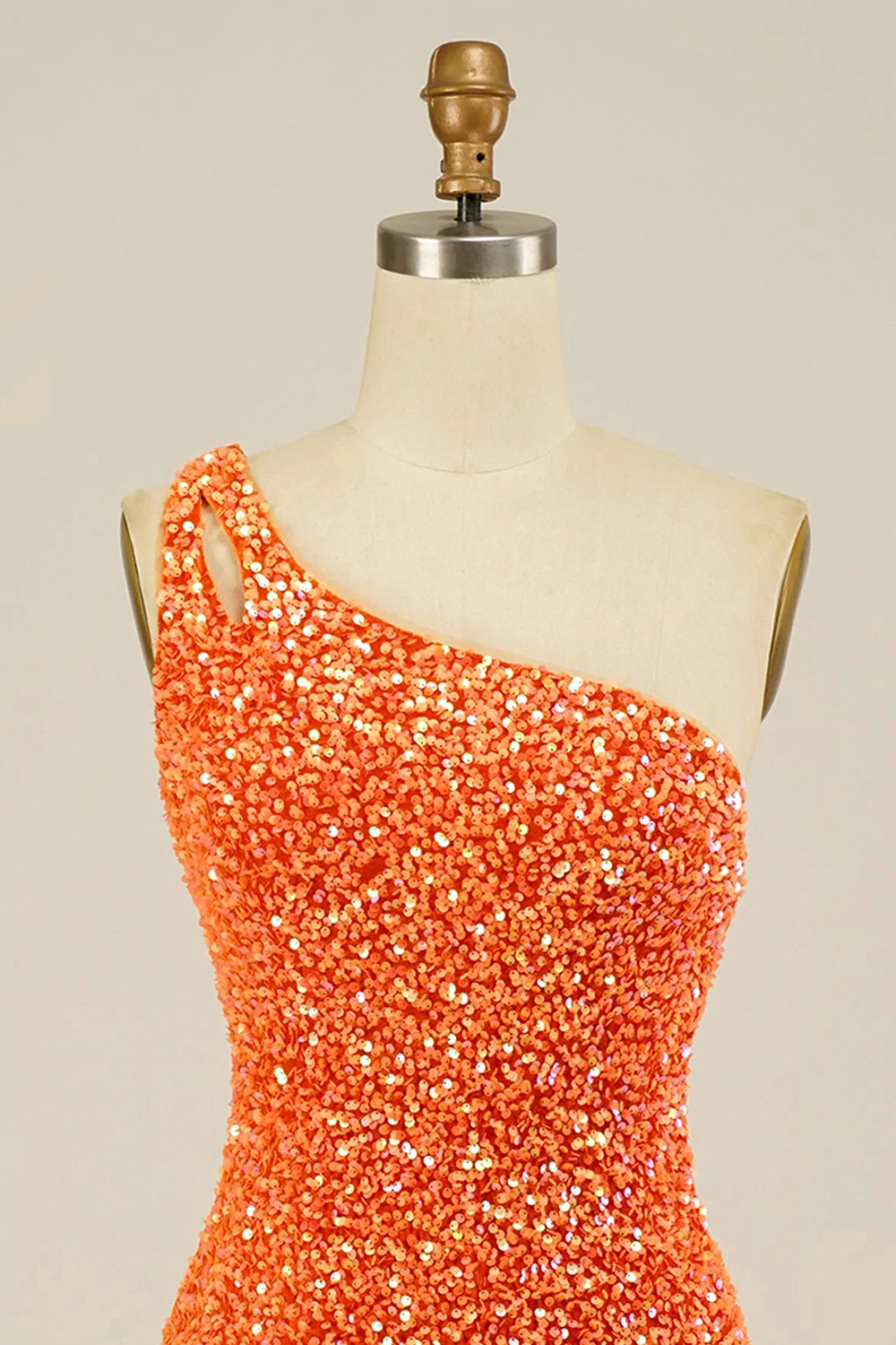 Yellow Homecoming Dresses Open Back One Shoulder Sequin Tight Prom Dress