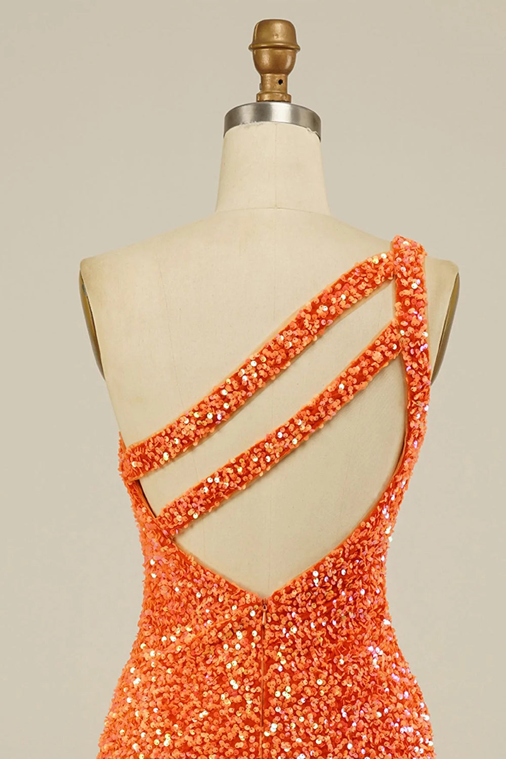 Yellow Homecoming Dresses Open Back One Shoulder Sequin Tight Prom Dress