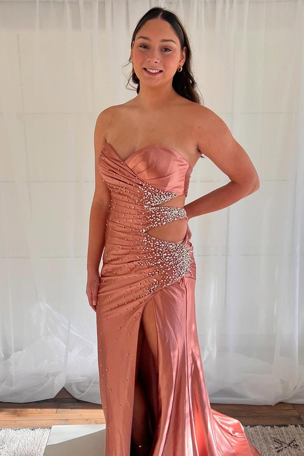 strapless open back dress Deep Halter Neckline Mermaid Style Yellow Prom Gowns , Sexy Yellow Mer –  morievent