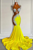 Suzhoufashion Yellow Scoop Formal Dresses with Beadings and Tassels - Mermaid Long