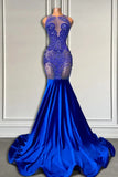 Suzhoufashion Sleeveless Royal Blue Scoop Neck Mermaid Formal Dresses with Beadings
