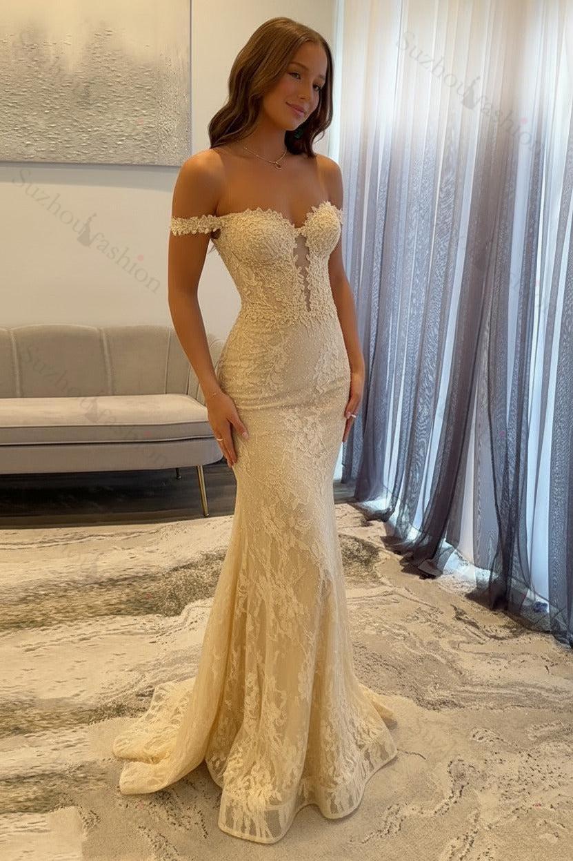 Suzhoufashion Navy Prom Dress Off The Shoulder Mermaid Long Lace Formal Dress suzhoufashion Suzhoufashion Navy Prom Dress Off The Shoulder Mermaid Long Lace Formal Dress suzhoufashion