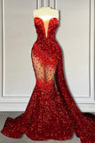 Suzhoufashion Red Mermaid Style Formal Dresses with Sweetheart Sequins and Ruffle