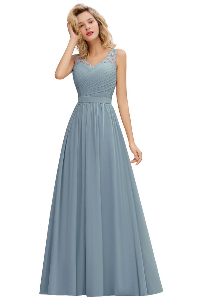 V-Neck Aline Ruffle Chiffon Bridesmaid Dress Sleeveless Floral Evening suzhoufashion V-Neck Aline Ruffle Chiffon Bridesmaid Dress Sleeveless Floral Evening suzhoufashion